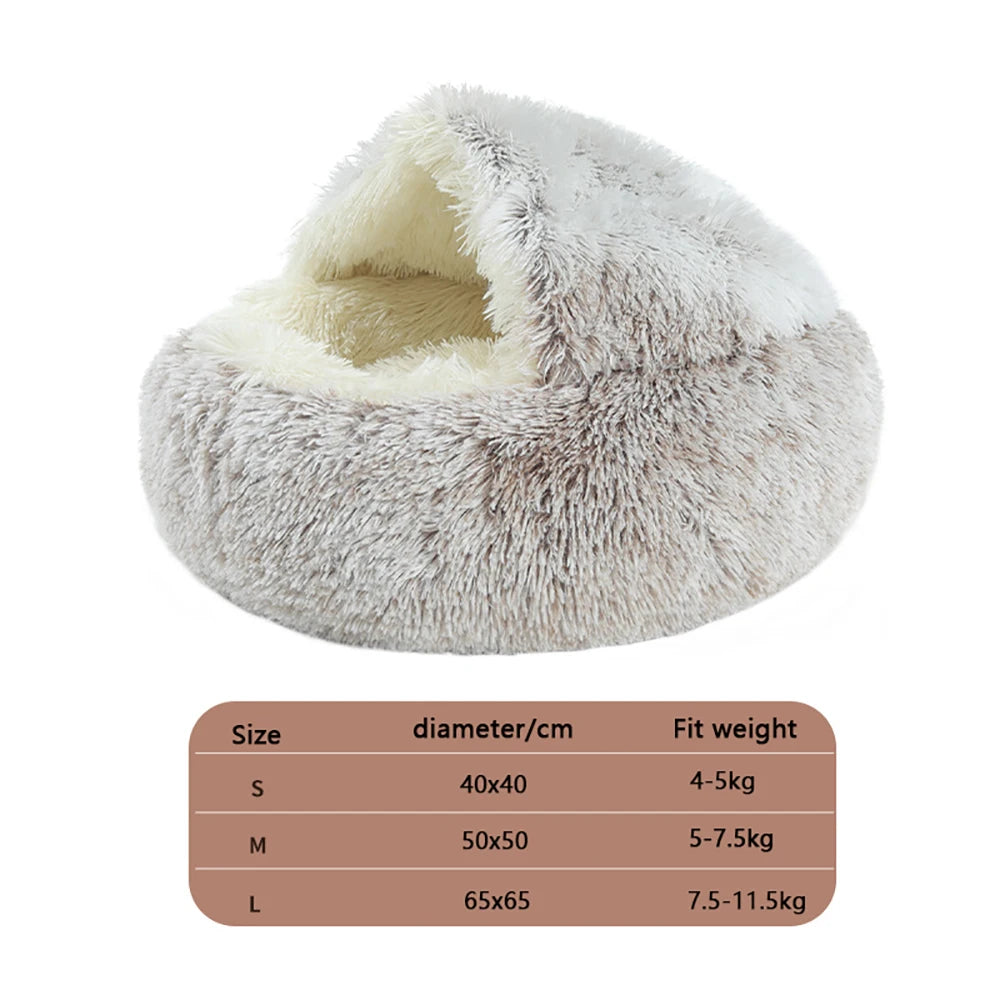 Soft Faux Fur Donut Calming Anti-Anxiety Pet Bed