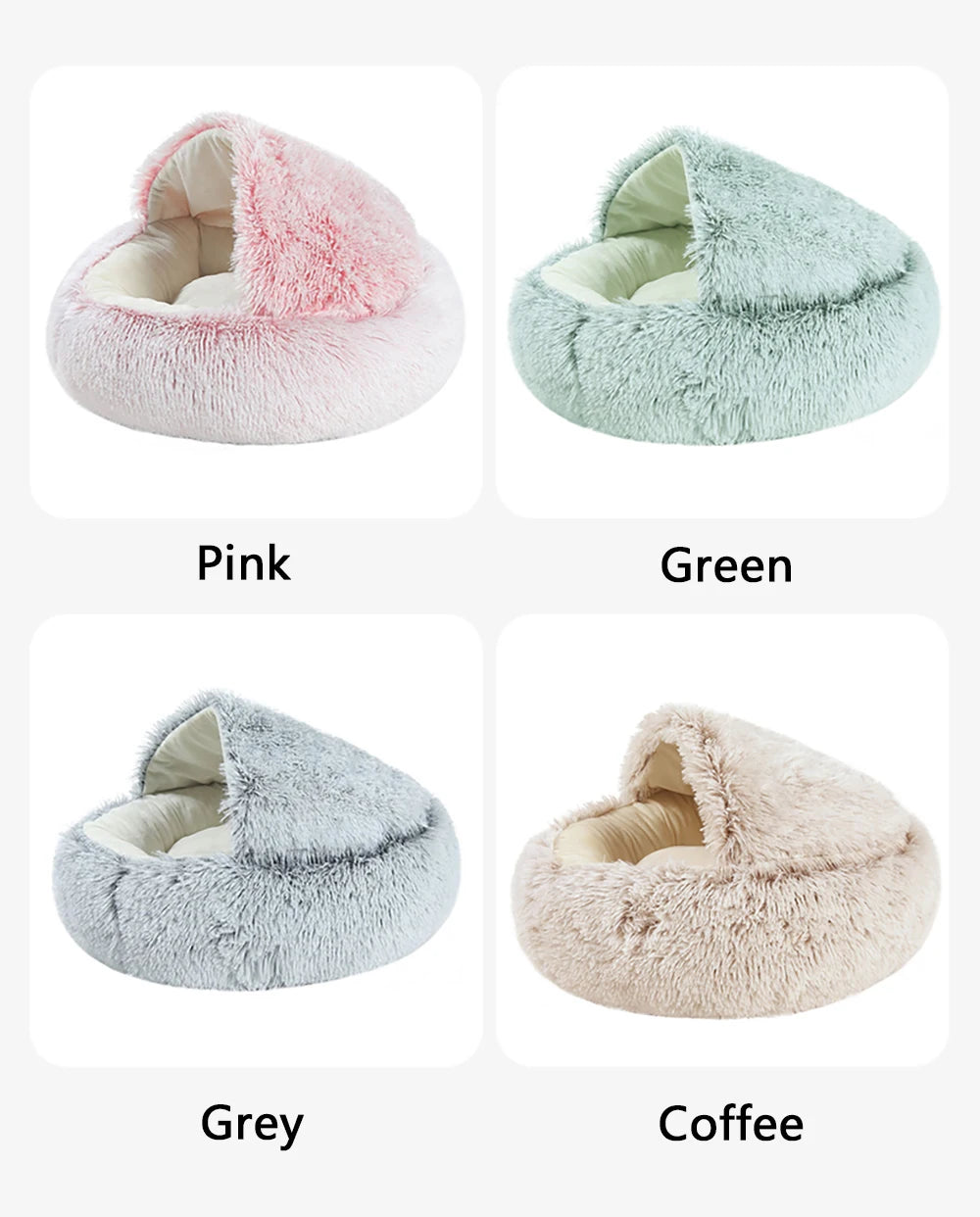 Soft Faux Fur Donut Calming Anti-Anxiety Pet Bed