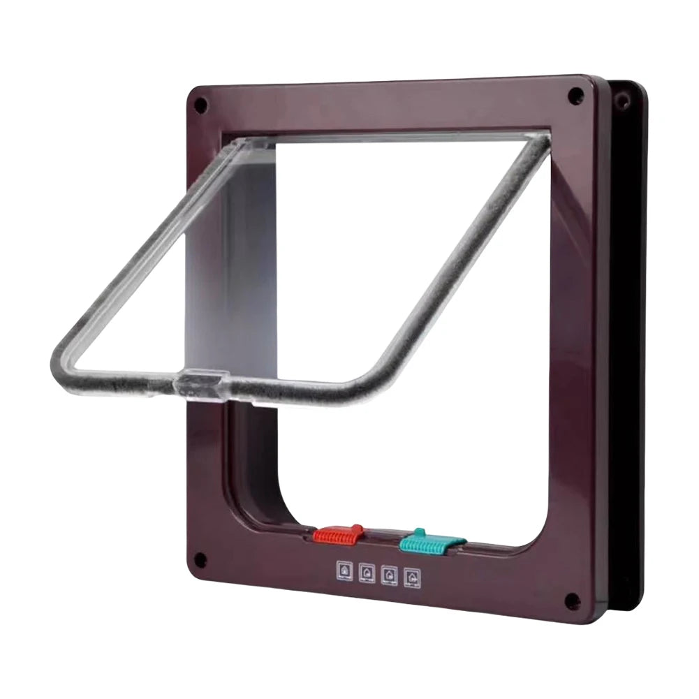 Cat Flap Door with 4 Way Security Lock ABS Plastic Gate Puppy Kitten Safety In/out Dog Cat Flap Door Kit