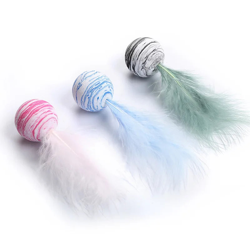 1/3/5 Pcs Cat Toy Ball Feather Funny Cat Toy Star Ball Plus Foam Ball Throwing Toys Interactive Plush Throwing Toys