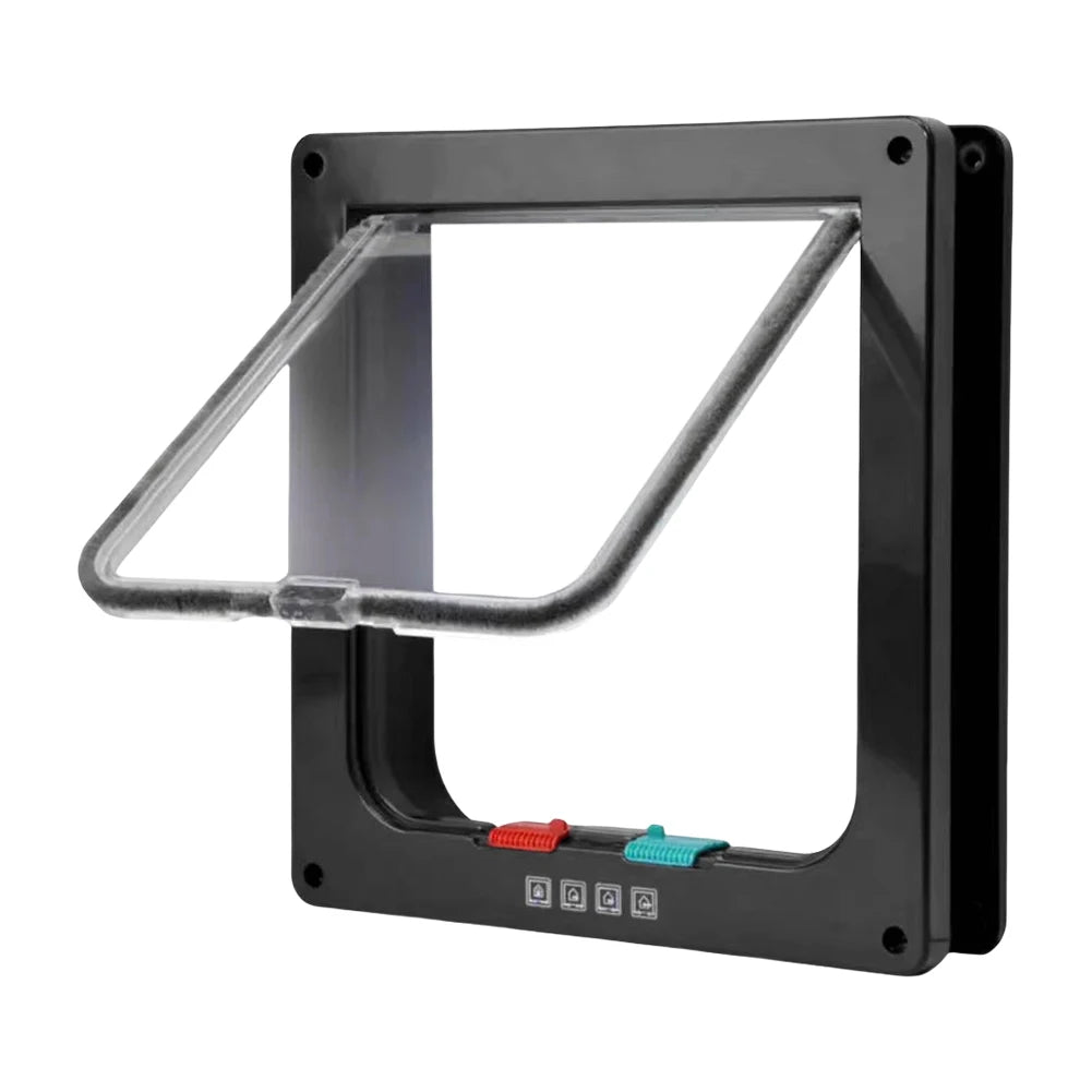Cat Flap Door with 4 Way Security Lock ABS Plastic Gate Puppy Kitten Safety In/out Dog Cat Flap Door Kit