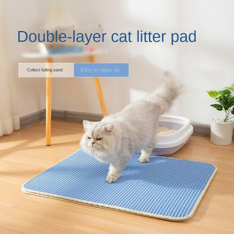 Waterproof Environmental Reusable Double Layers EVA Cat Sand Trapping Mat Non-slip Easy-to-clean Cat Litter Box Pad Mat