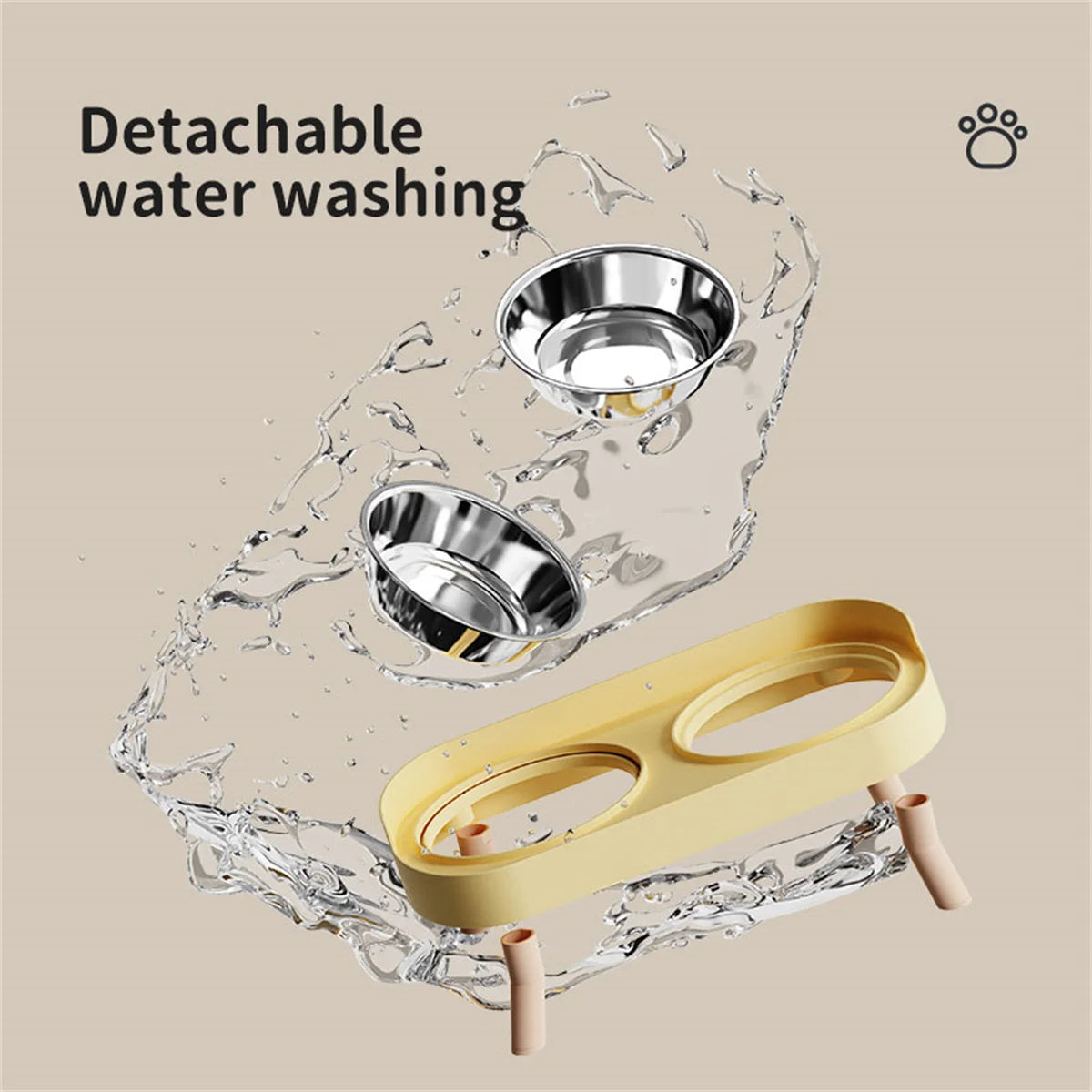 A Colorful Pet Double Bowl Fashion Feeding Large Capacity Stainless Steel Dog Bowl Drinking Water Neck Cat Double Bowl