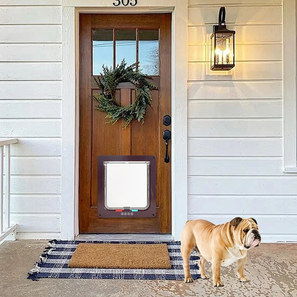 Cat Flap Door with 4 Way Security Lock ABS Plastic Gate Puppy Kitten Safety In/out Dog Cat Flap Door Kit