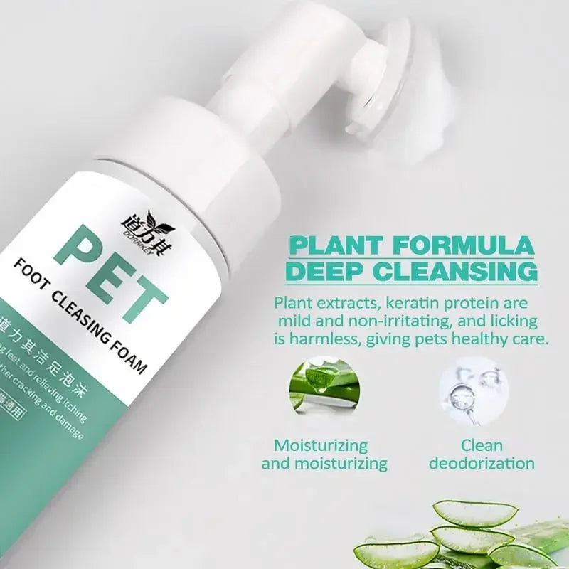 Pet Foot Paw Cleaner 150ml No-Rinse Shampoo With Massaging Brush For Cats Dogs Grooming dog perfume
