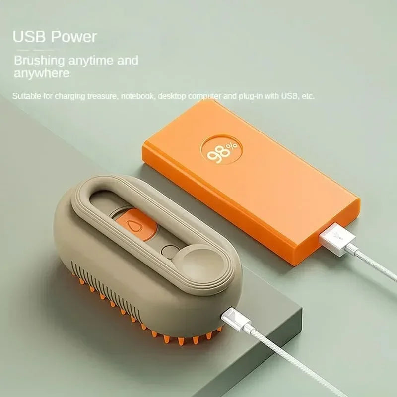 Steamy Dog Brush Electric Spray Cat Hair Brush 3 in 1 Dog Steamer Brush for Massage Pet Grooming Removing Tangled and Loose Hair