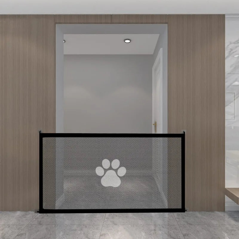 Dog Gate for Stairs - Pet House Screen Door with 4 Hooks, Indoor Safety Fence Barrier, Stairway Pet Gate for Dogs Cats