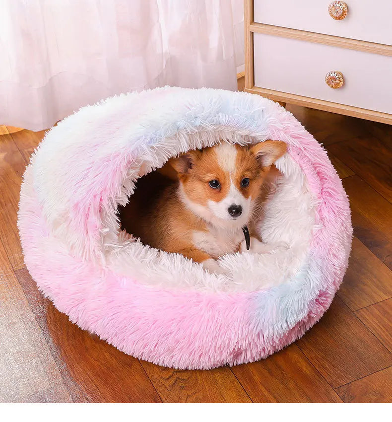 Plush Pet Cat Bed Round Cat Cushion Cat House 2 In 1 Warm Cat Basket Pet Sleep Bag Cat Nest Kennel For Small Dog Cat dog bed