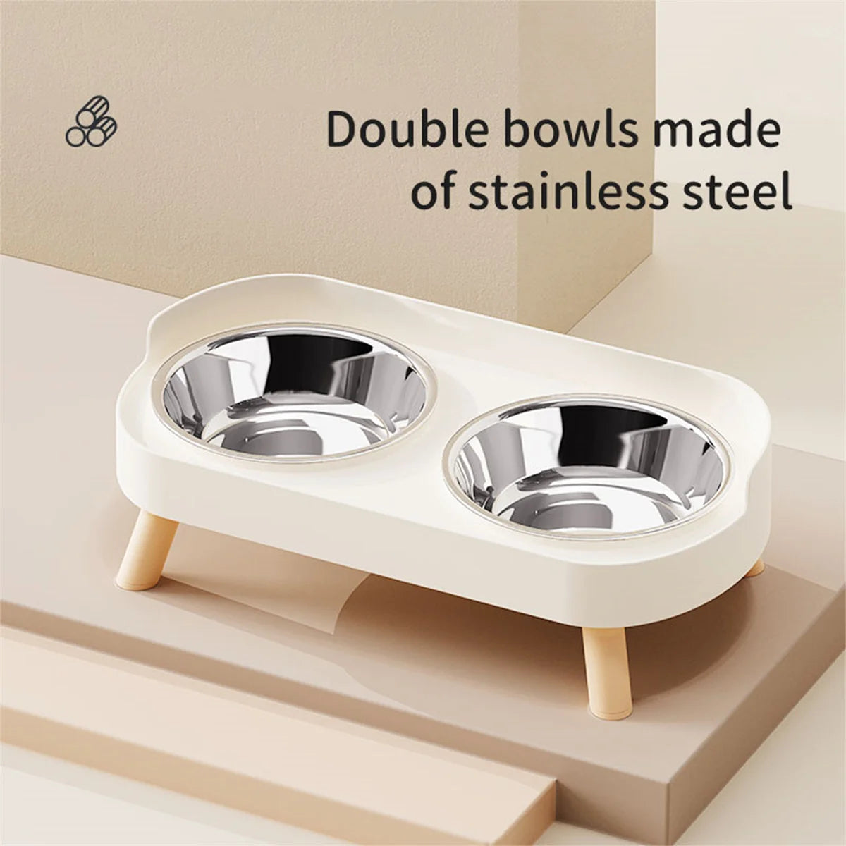 A Colorful Pet Double Bowl Fashion Feeding Large Capacity Stainless Steel Dog Bowl Drinking Water Neck Cat Double Bowl