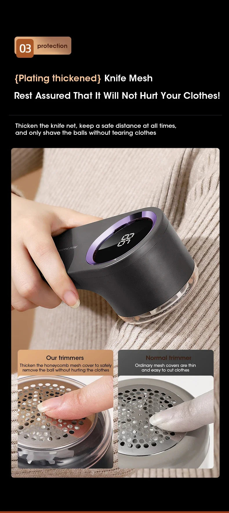 Lint Remover for Clothing LED Digital Electric Pellet Fluff Remover USB Rechargeable