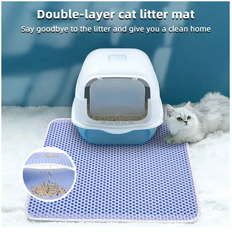 Waterproof Environmental Reusable Double Layers EVA Cat Sand Trapping Mat Non-slip Easy-to-clean Cat Litter Box Pad Mat