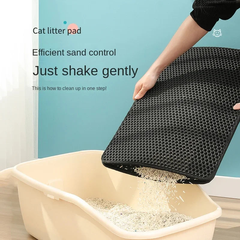 Waterproof Environmental Reusable Double Layers EVA Cat Sand Trapping Mat Non-slip Easy-to-clean Cat Litter Box Pad Mat