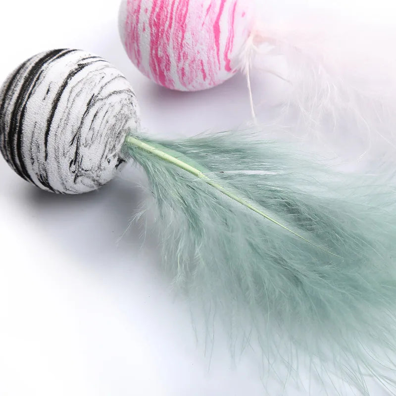 1/3/5 Pcs Cat Toy Ball Feather Funny Cat Toy Star Ball Plus Foam Ball Throwing Toys Interactive Plush Throwing Toys