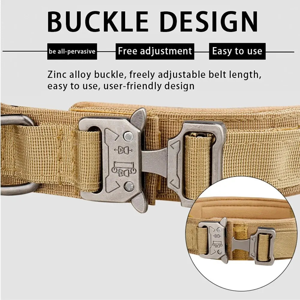 Tactical Dog Collar Metal Buckle Breathability Nylon Collar Medium and Large Dog Training Neck Collar Dog