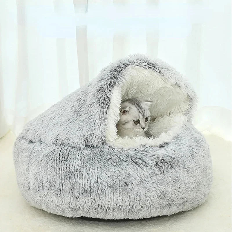 Plush Pet Cat Bed Round Cat Cushion Cat House 2 In 1 Warm Cat Basket Pet Sleep Bag Cat Nest Kennel For Small Dog Cat dog bed