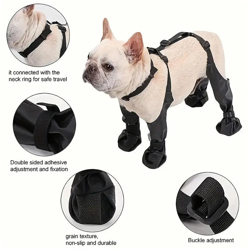 Waterproof Dog Boots Anti-Slip Dog Shoes with Rugged Rubber Sole, Pet Paw Protector for Small Medium Dogs