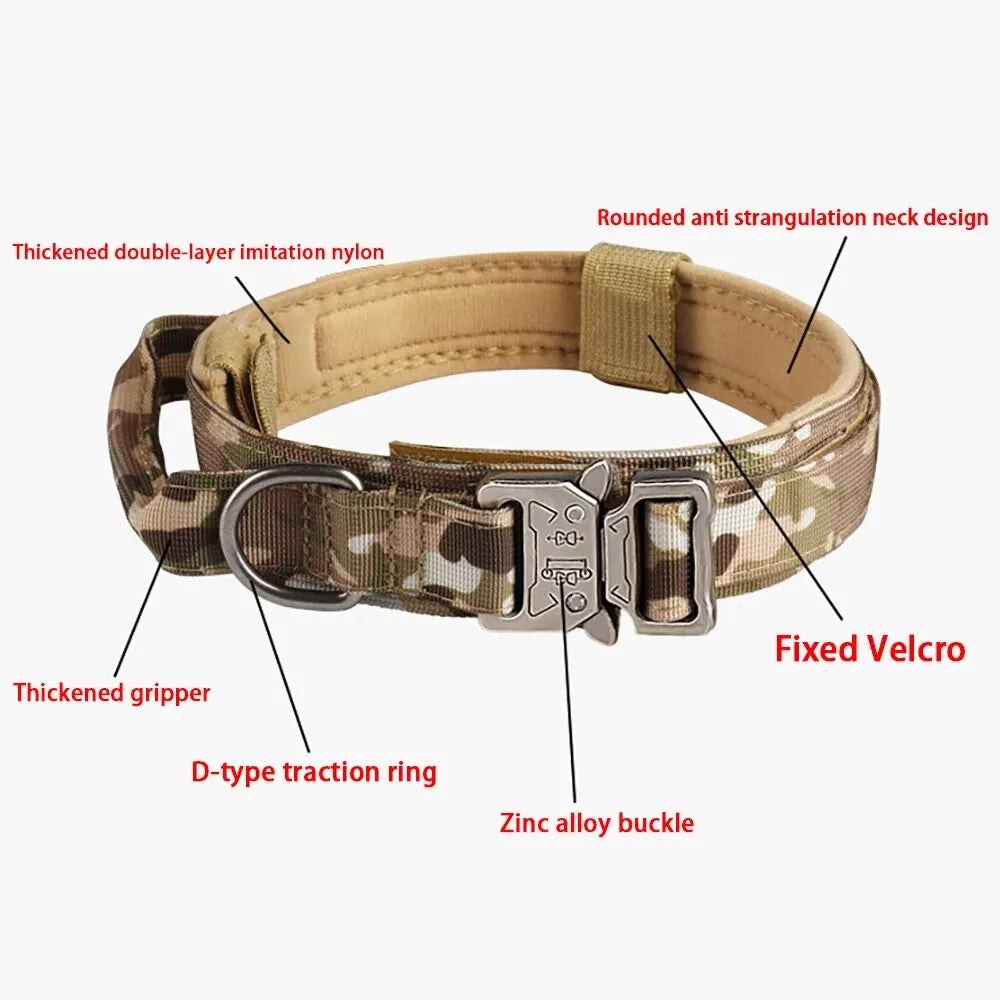 Tactical Dog Collar Metal Buckle Breathability Nylon Collar Medium and Large Dog Training Neck Collar Dog