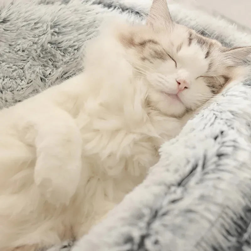 Soft Faux Fur Donut Calming Anti-Anxiety Pet Bed