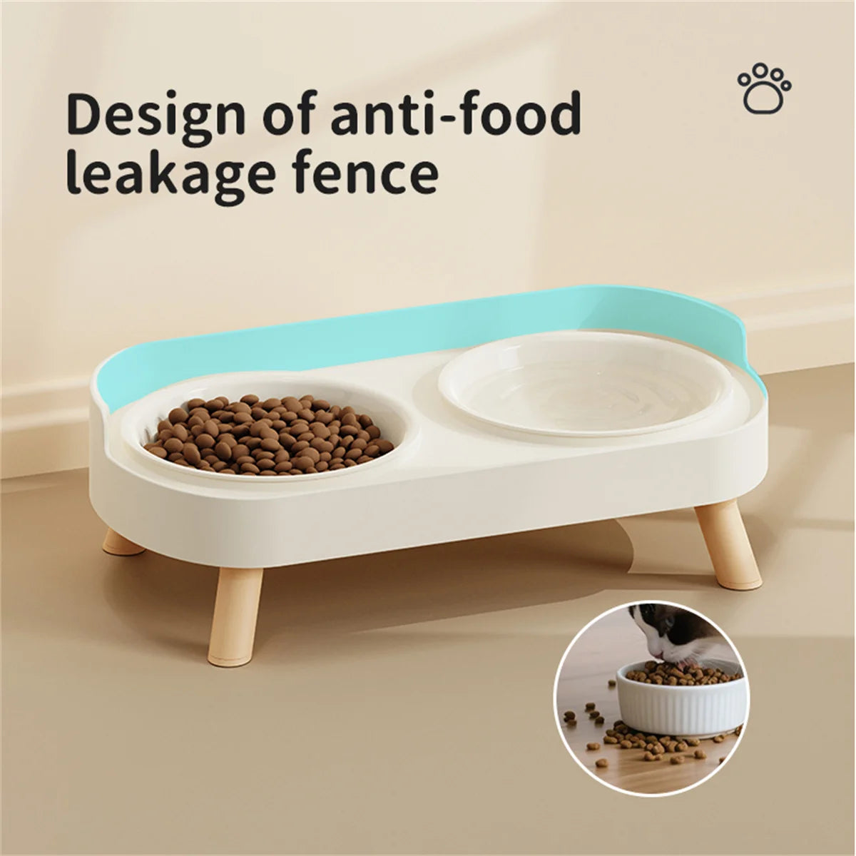 A Colorful Pet Double Bowl Fashion Feeding Large Capacity Stainless Steel Dog Bowl Drinking Water Neck Cat Double Bowl