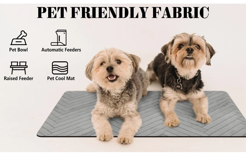 Pet Placemat for Food and Water Bowl, with Waterproof Rubber Backing, Quick Dry Water Mat for Dog Cat