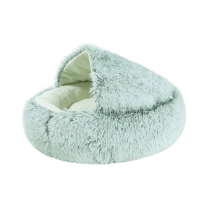 Soft Faux Fur Donut Calming Anti-Anxiety Pet Bed