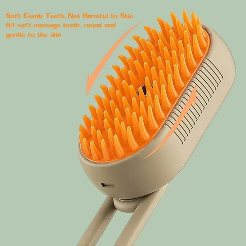 Steamy Dog Brush Electric Spray Cat Hair Brush 3 in 1 Dog Steamer Brush for Massage Pet Grooming Removing Tangled and Loose Hair