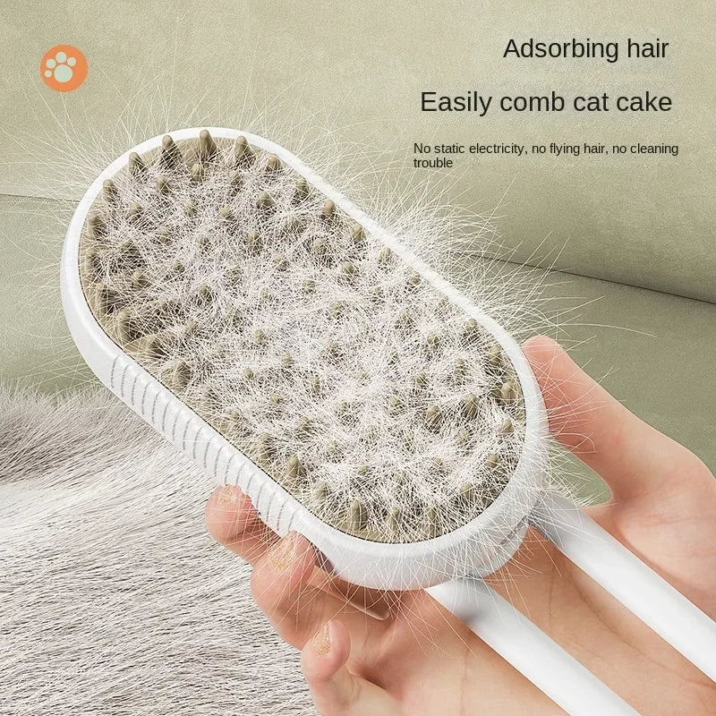 Steamy Dog Brush Electric Spray Cat Hair Brush 3 in 1 Dog Steamer Brush for Massage Pet Grooming Removing Tangled and Loose Hair