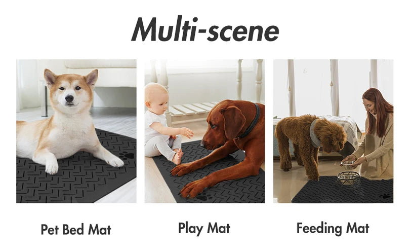 Pet Placemat for Food and Water Bowl, with Waterproof Rubber Backing, Quick Dry Water Mat for Dog Cat