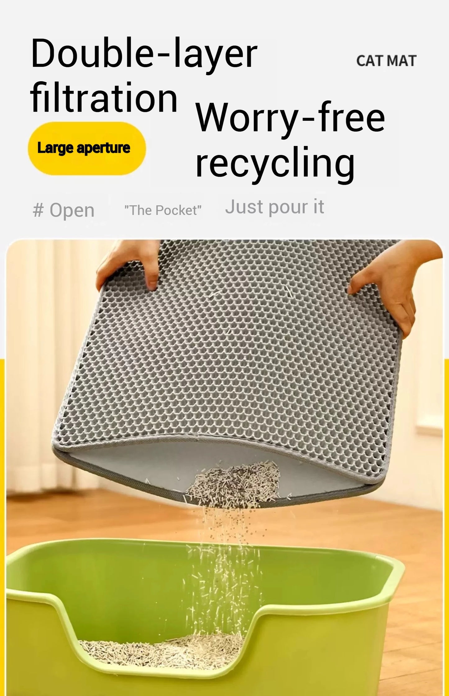 Eco-Friendly Extra Large EVA Cat Litter Mat Double Layer Waterproof Non-Slip Easy Clean Durable Pet Pad Sand Trapping Floor Mat