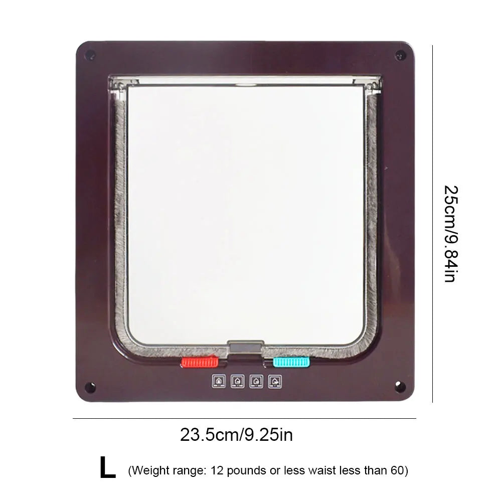 Cat Flap Door with 4 Way Security Lock ABS Plastic Gate Puppy Kitten Safety In/out Dog Cat Flap Door Kit