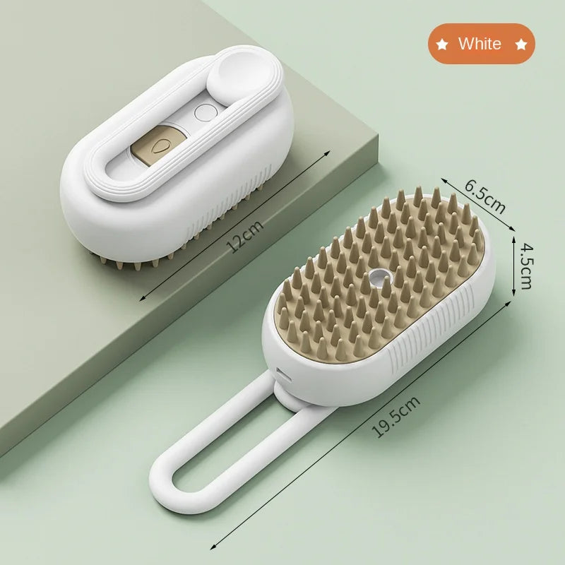 Steamy Dog Brush Electric Spray Cat Hair Brush 3 in 1 Dog Steamer Brush for Massage Pet Grooming Removing Tangled and Loose Hair