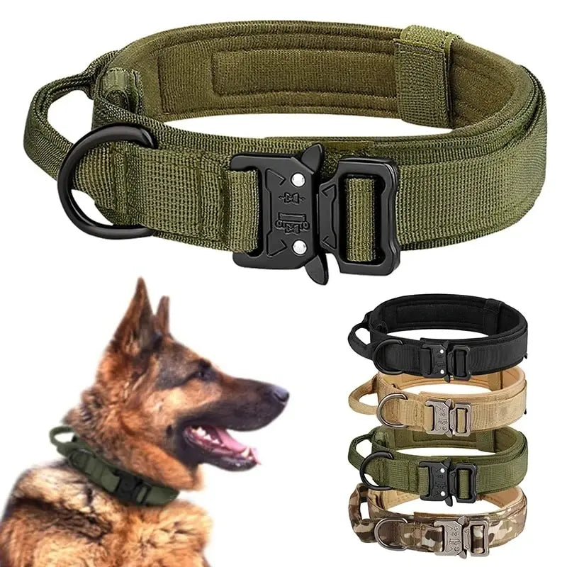 Tactical Dog Collar Metal Buckle Breathability Nylon Collar Medium and Large Dog Training Neck Collar Dog