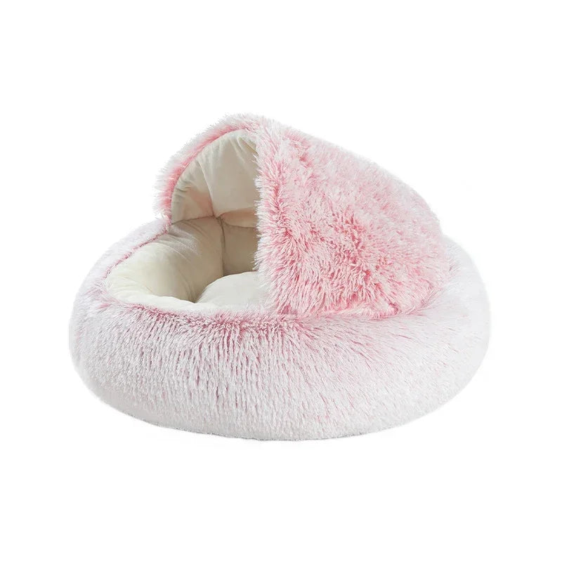 Soft Faux Fur Donut Calming Anti-Anxiety Pet Bed