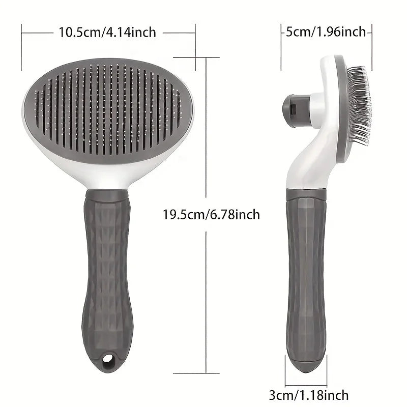 One-Click Pet Hair Removal Comb for Effortless Grooming of Dogs and Cats - Float Hair Removal Slicker Brush with Automatic Function