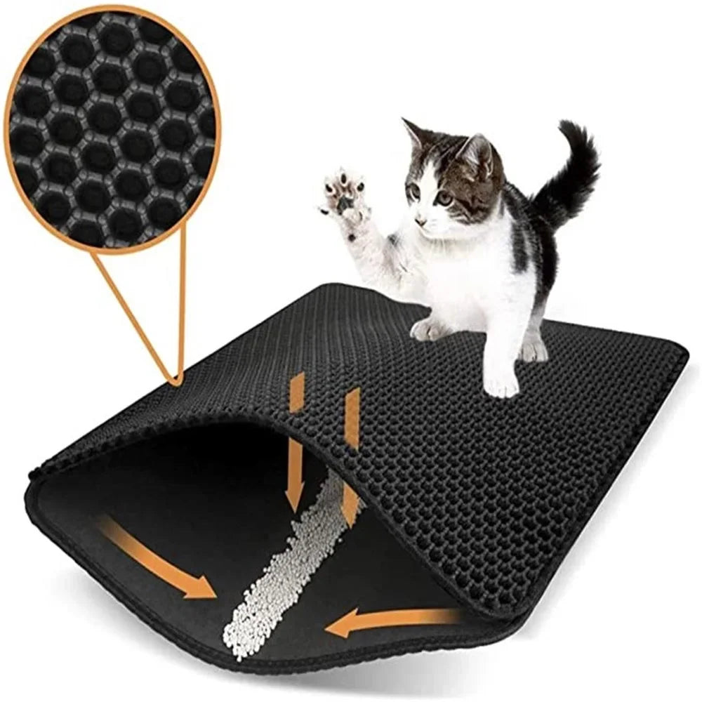 Waterproof Environmental Reusable Double Layers EVA Cat Sand Trapping Mat Non-slip Easy-to-clean Cat Litter Box Pad Mat