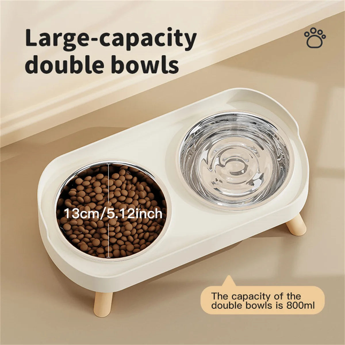 A Colorful Pet Double Bowl Fashion Feeding Large Capacity Stainless Steel Dog Bowl Drinking Water Neck Cat Double Bowl
