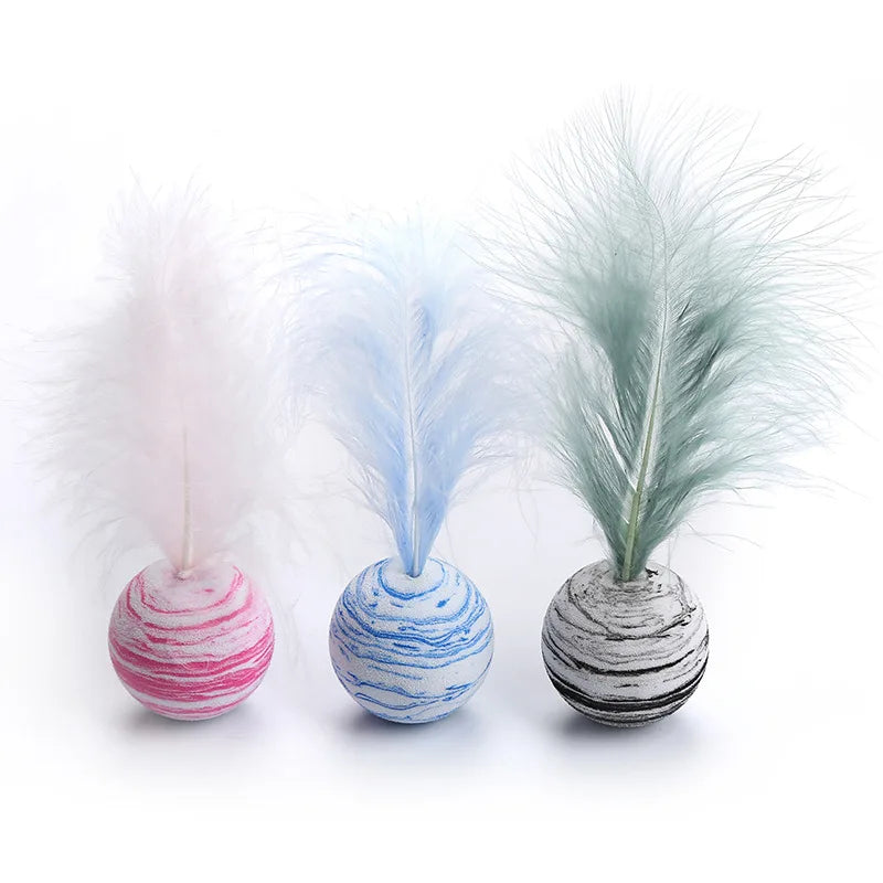 1/3/5 Pcs Cat Toy Ball Feather Funny Cat Toy Star Ball Plus Foam Ball Throwing Toys Interactive Plush Throwing Toys