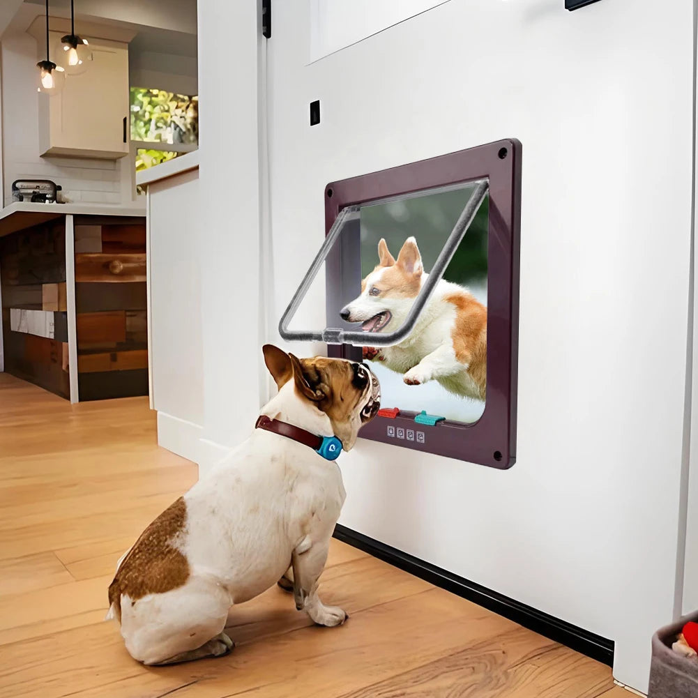 Cat Flap Door with 4 Way Security Lock ABS Plastic Gate Puppy Kitten Safety In/out Dog Cat Flap Door Kit