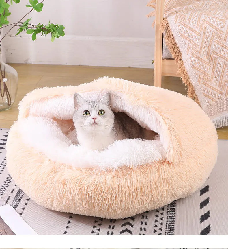 Plush Pet Cat Bed Round Cat Cushion Cat House 2 In 1 Warm Cat Basket Pet Sleep Bag Cat Nest Kennel For Small Dog Cat dog bed