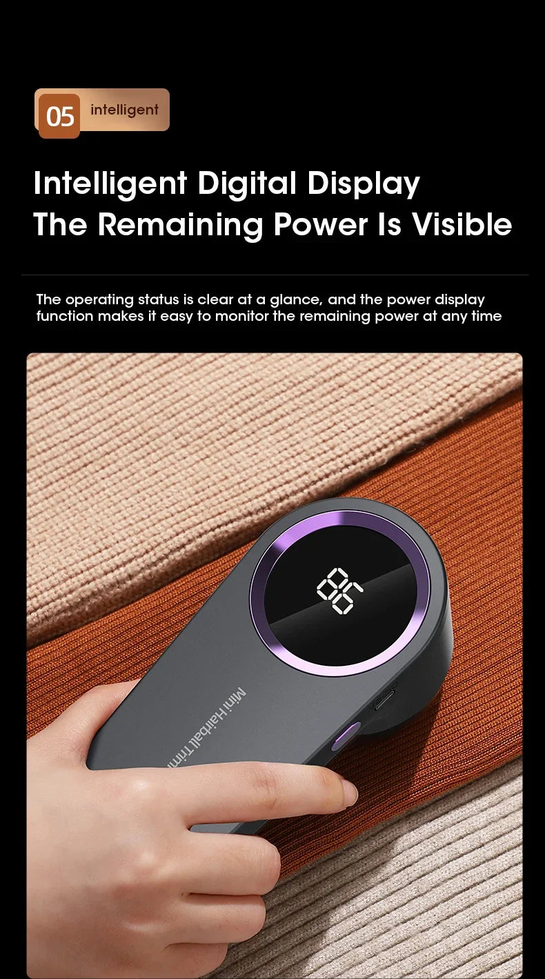 Lint Remover for Clothing LED Digital Electric Pellet Fluff Remover USB Rechargeable