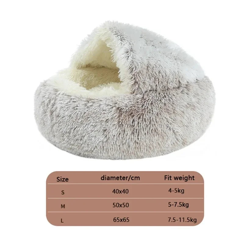Soft Faux Fur Donut Calming Anti-Anxiety Pet Bed
