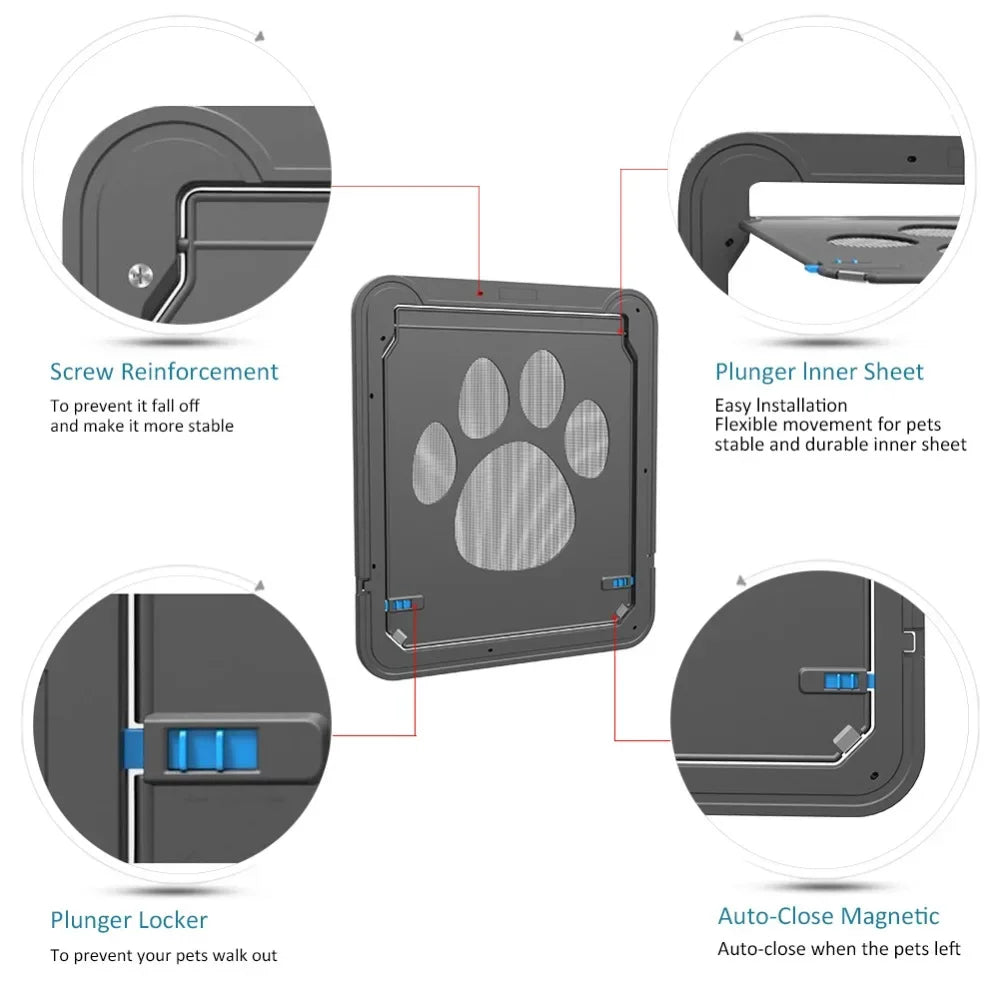 Pet Door New Safe Lockable Magnetic Screen Outdoor Dogs Cats Window Gate House Enter Freely Fashion Pretty Garden Easy Install