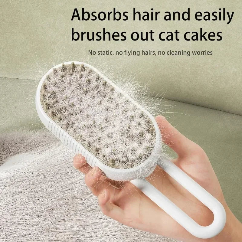 Steamy Dog Brush Electric Spray Cat Hair Brush 3 in 1 Dog Steamer Brush for Massage Pet Grooming Removing Tangled and Loose Hair