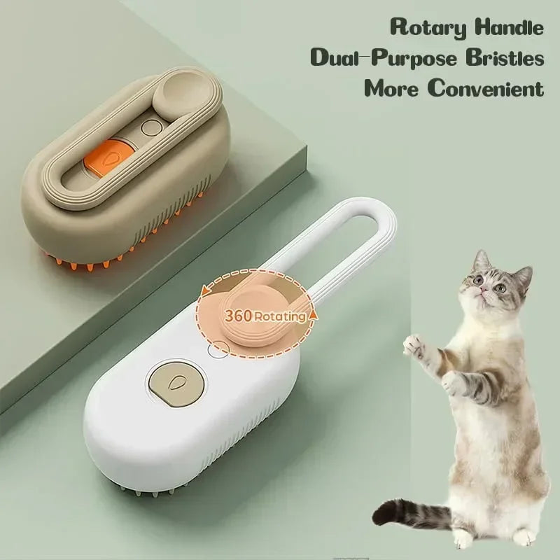 Steamy Dog Brush Electric Spray Cat Hair Brush 3 in 1 Dog Steamer Brush for Massage Pet Grooming Removing Tangled and Loose Hair