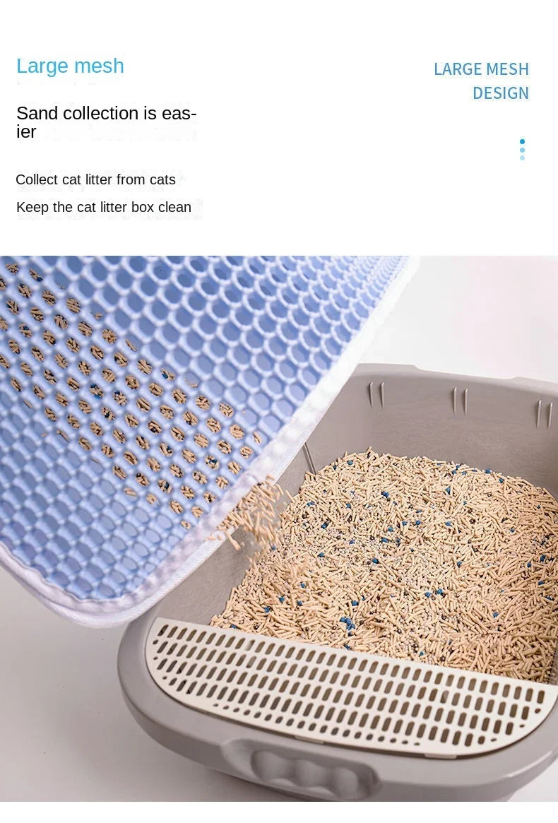 Waterproof Environmental Reusable Double Layers EVA Cat Sand Trapping Mat Non-slip Easy-to-clean Cat Litter Box Pad Mat