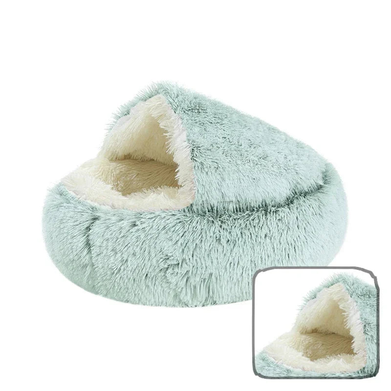 Soft Faux Fur Donut Calming Anti-Anxiety Pet Bed