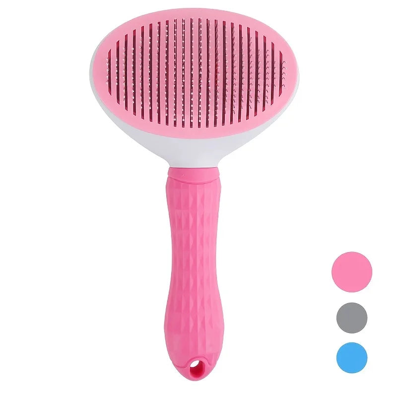 One-Click Pet Hair Removal Comb for Effortless Grooming of Dogs and Cats - Float Hair Removal Slicker Brush with Automatic Function