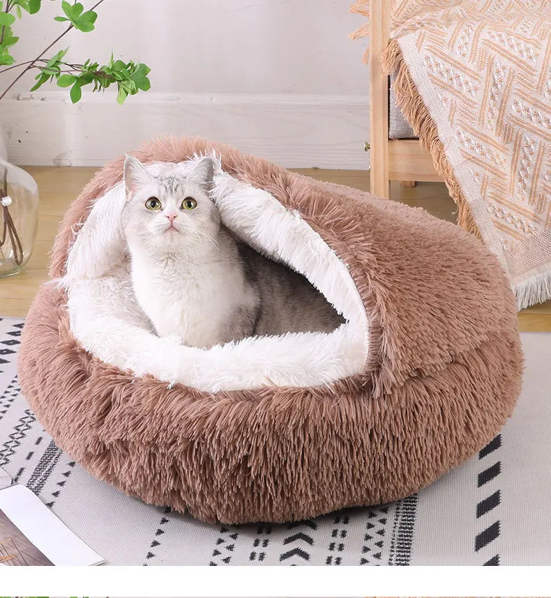 Plush Pet Cat Bed Round Cat Cushion Cat House 2 In 1 Warm Cat Basket Pet Sleep Bag Cat Nest Kennel For Small Dog Cat dog bed