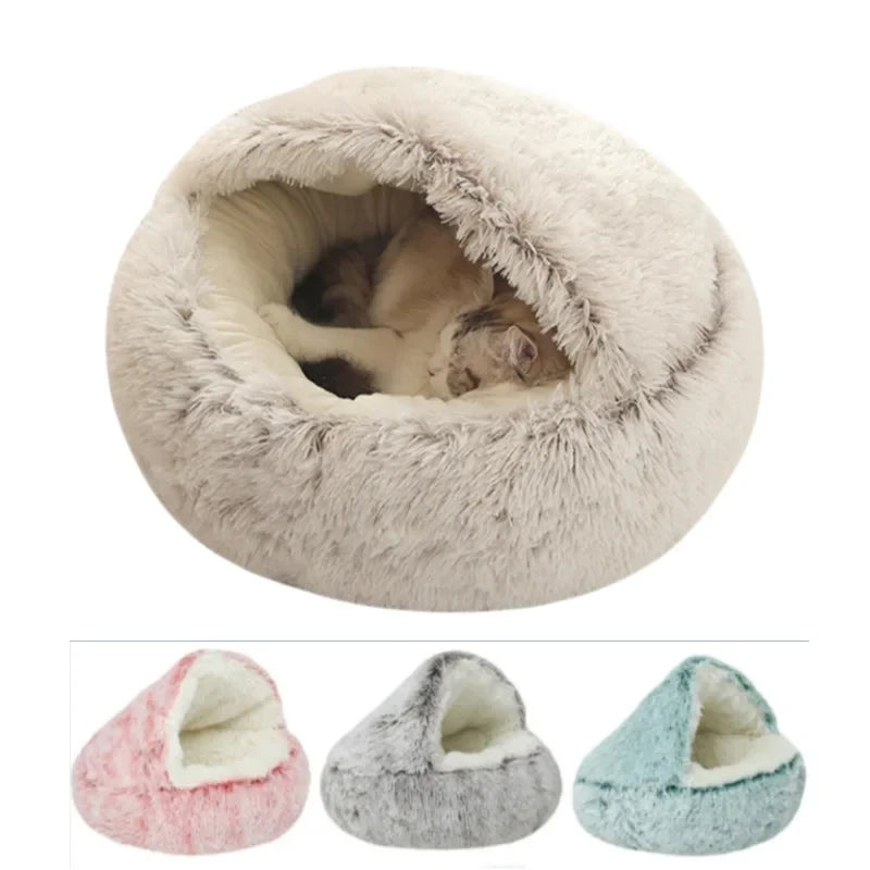 Plush Pet Cat Bed Round Cat Cushion Cat House 2 In 1 Warm Cat Basket Pet Sleep Bag Cat Nest Kennel For Small Dog Cat dog bed