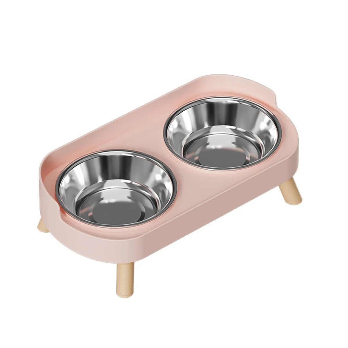 A Colorful Pet Double Bowl Fashion Feeding Large Capacity Stainless Steel Dog Bowl Drinking Water Neck Cat Double Bowl